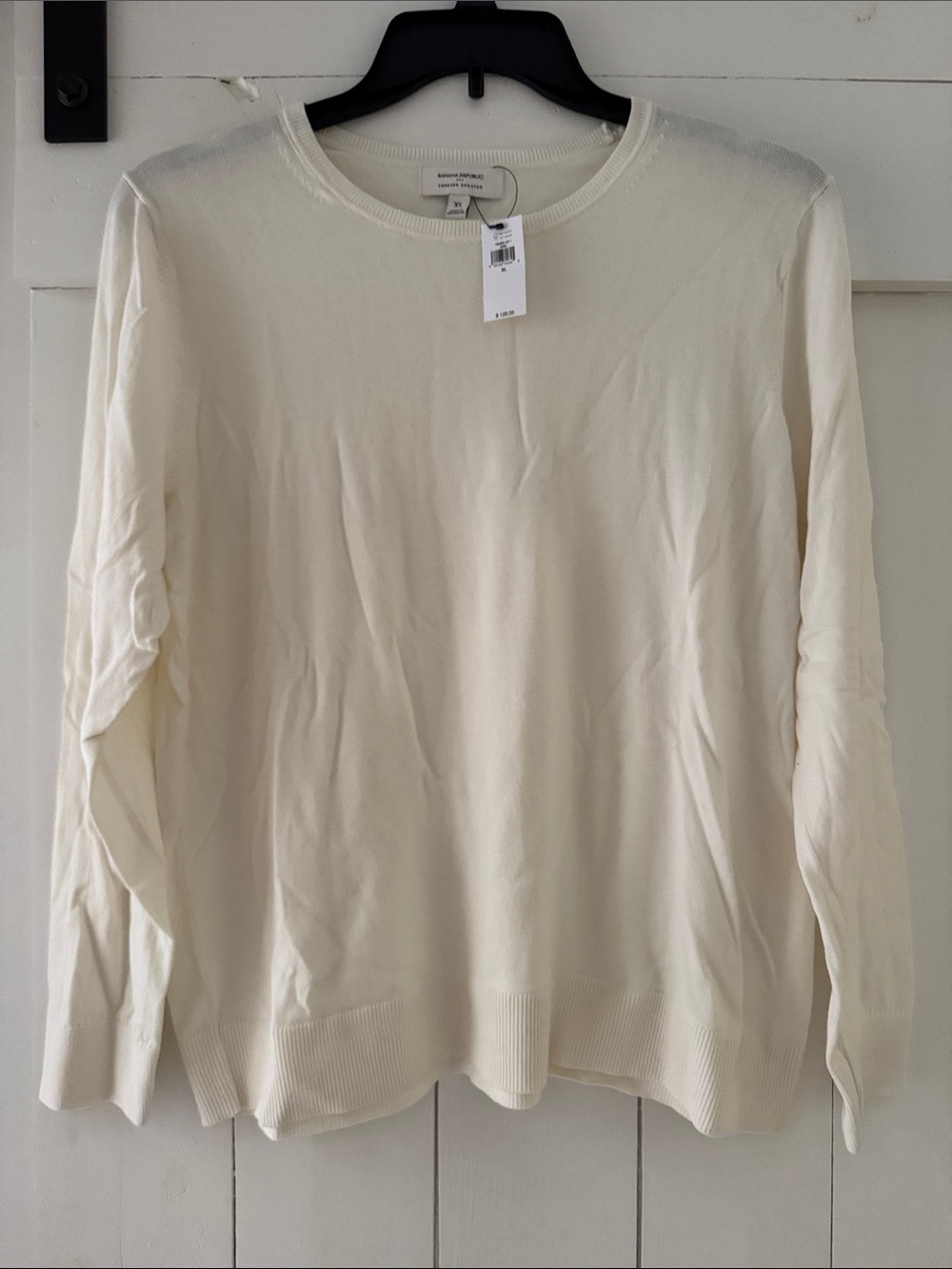 Banana Republic Forever Sweater Cream Off White XL Crewneck NEW